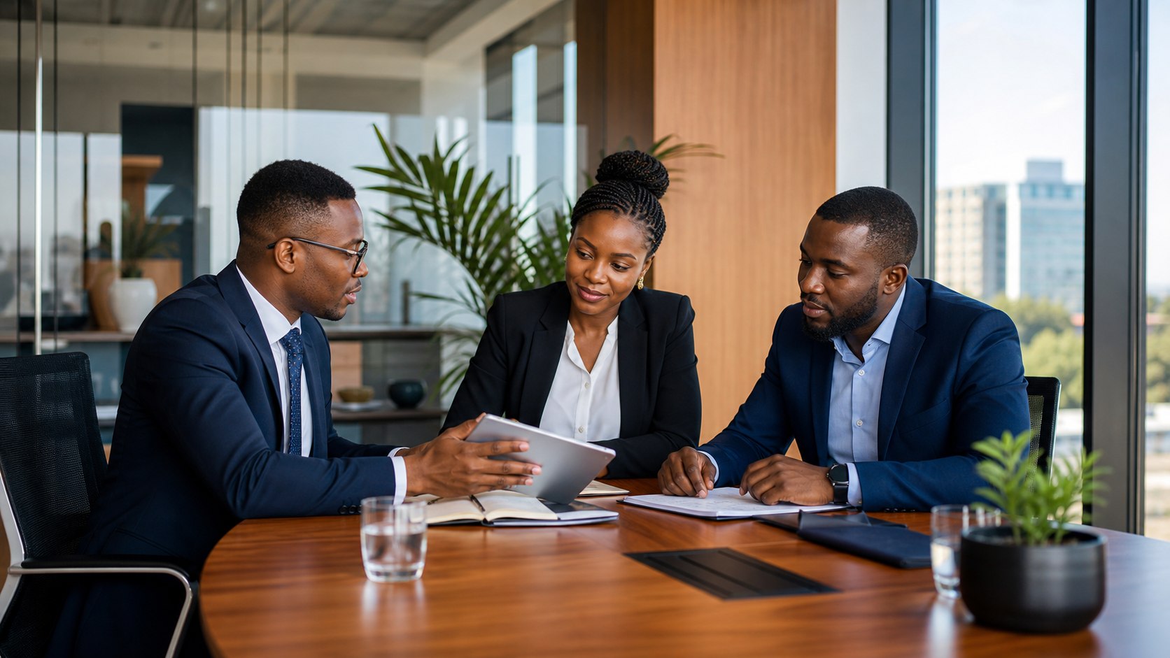 African business professionals in a modern office consultation meeting